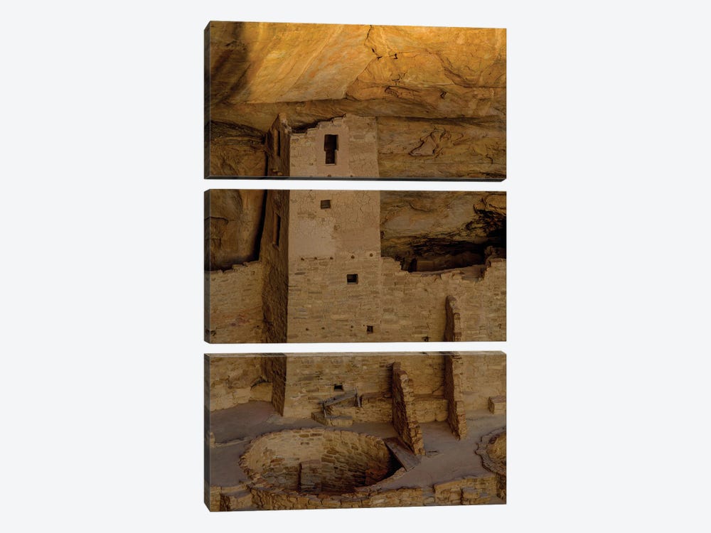 Last Rays Over A Mesa Verde Cliff Tower by Bill Sherrell 3-piece Canvas Art
