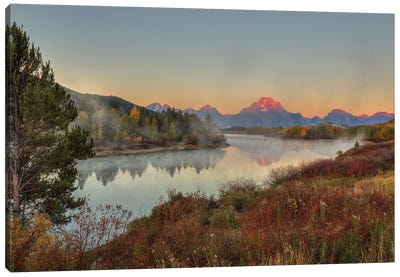 Morning Glory At Oxbow Bend Canvas Art Print - Mountain Sunrise & Sunset Art