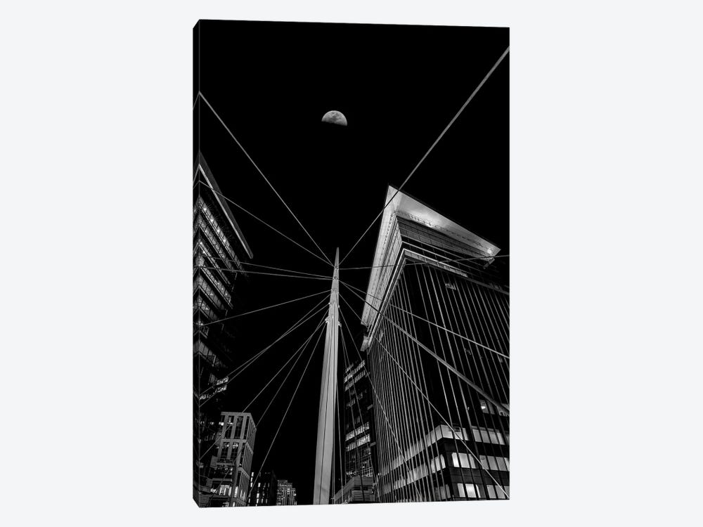 Half Moon Over The Mast At Denver's Millennium Bridge by Bill Sherrell 1-piece Canvas Art