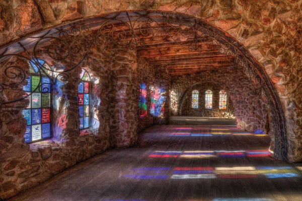 Arches: Arches And Stained Glass Windows At Bishop's Castle I by Bill Sherrell