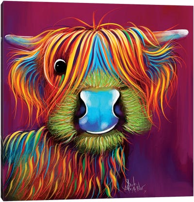 Stanley The Tartan Coo Canvas Art Print - Highland Cow Art