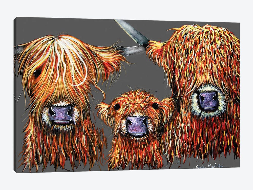 We 3 Coos On Grey by Shirley Macarthur 1-piece Canvas Art