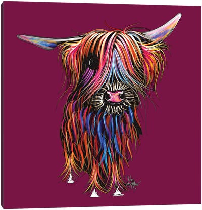 Coco On Magenta Canvas Art Print - Highland Cow Art