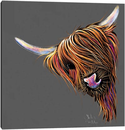 Noodles On Grey Canvas Art Print - Highland Cow Art