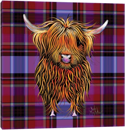 Humphrey Tartan Canvas Art Print - Highland Cow Art