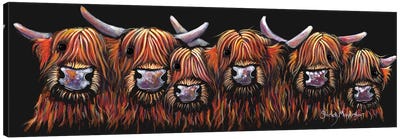 All In A Row Canvas Art Print - Highland Cow Art
