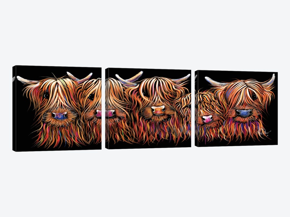 The Hairy Bunch Of Coos by Shirley Macarthur 3-piece Canvas Artwork