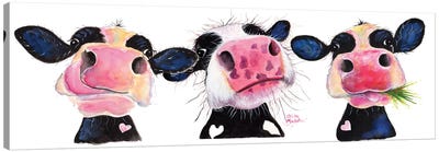 The Nosey Cows Canvas Art Print - Kids Animal Art