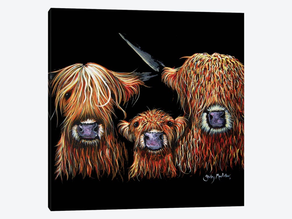 We 3 Coos on Black by Shirley Macarthur 1-piece Canvas Art Print