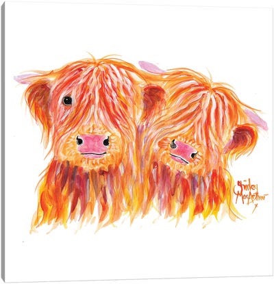 Buddies Canvas Art Print - Highland Cow Art