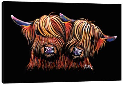 Pals Canvas Art Print - Highland Cow Art