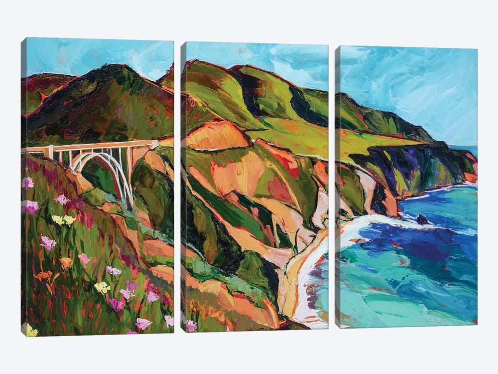 California Coastline by Maxine Shore 3-piece Canvas Art