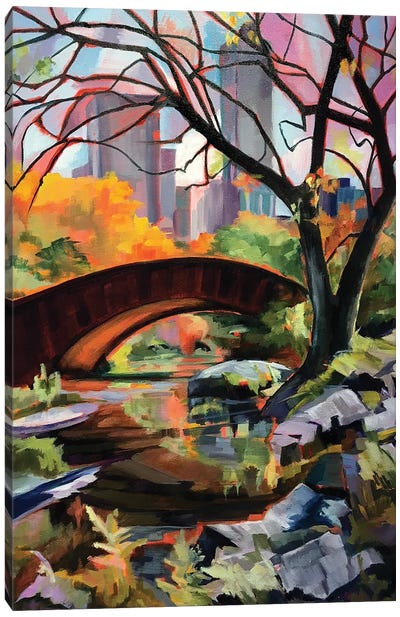 Central Park Bridge Canvas Art Print - Maxine Shore