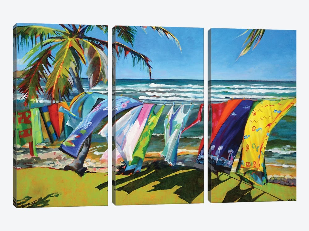 Tropical  Breezes by Maxine Shore 3-piece Canvas Wall Art