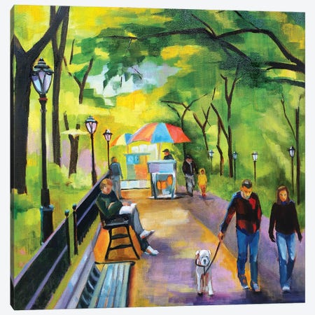 Stroll in Central Park Canvas Print #SHO53} by Maxine Shore Canvas Artwork