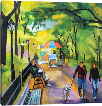 Stroll in Central Park Canvas Art Print - City Park Art
