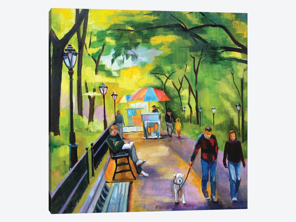 Stroll in Central Park by Maxine Shore 1-piece Canvas Print