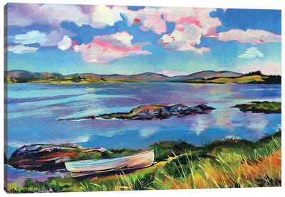 Summer by the Lake Canvas Art Print - Rowboat Art