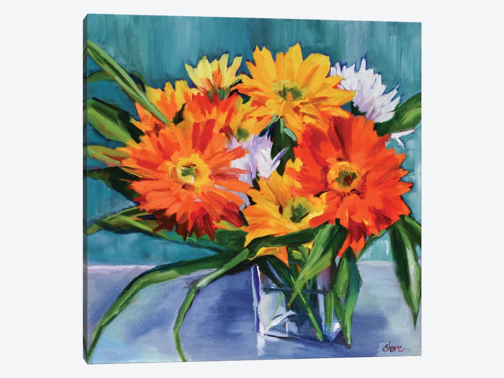 Flowers In Vase by Maxine Shore 1-piece Canvas Art Print