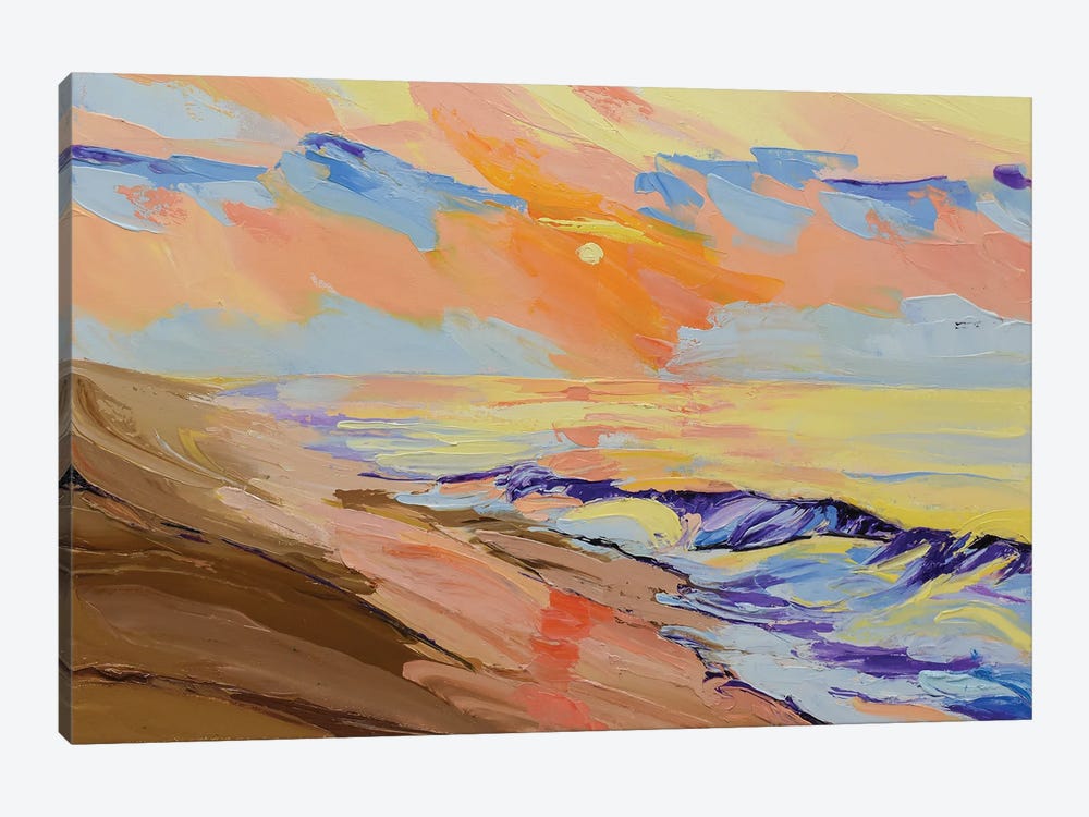 Sunset At The Beach by Maxine Shore 1-piece Canvas Artwork
