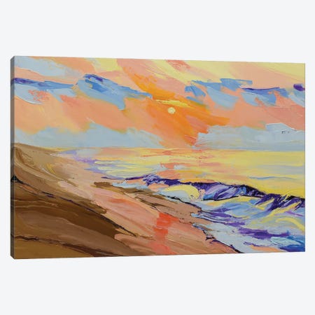 Sunset At The Beach Canvas Print #SHO81} by Maxine Shore Art Print