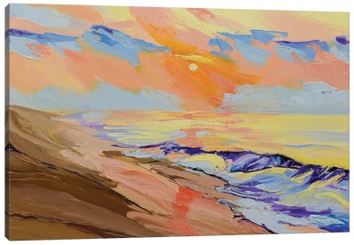 Sunset At The Beach Canvas Art Print - Gestural Skies