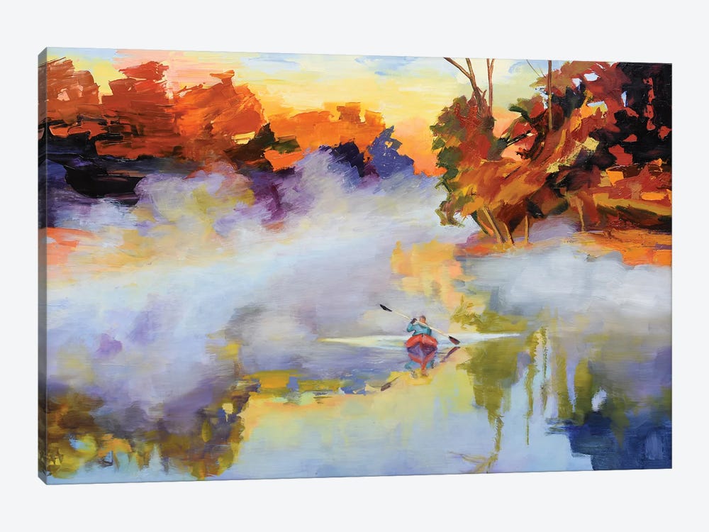 Paddling In The Mist by Maxine Shore 1-piece Canvas Art