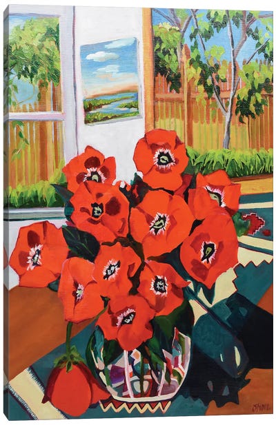Flowers In The Studio Canvas Art Print - Maxine Shore