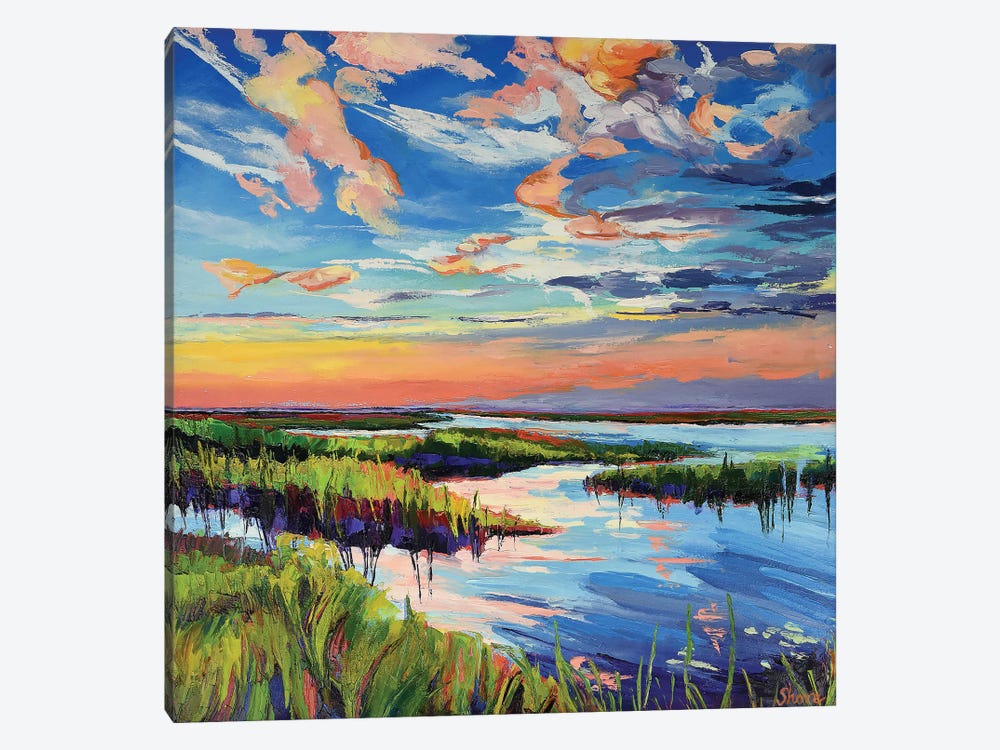 Sunset On The Marsh by Maxine Shore 1-piece Canvas Art Print