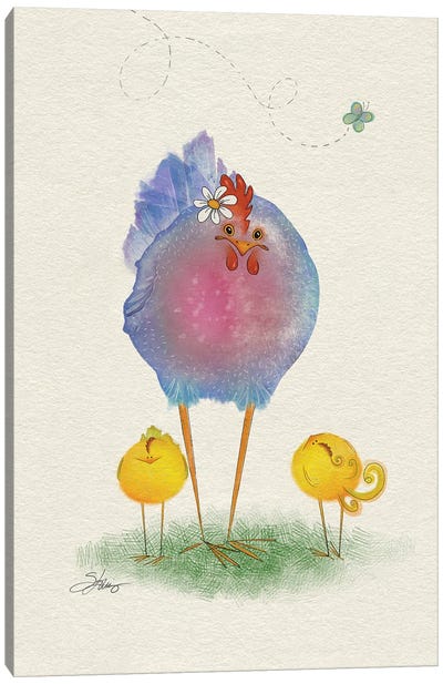 Flora Hen Canvas Art Print - Chicken & Rooster Art