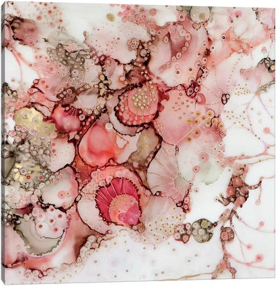 Coral abstract I Canvas Art Print - Pantone Living Coral 2019
