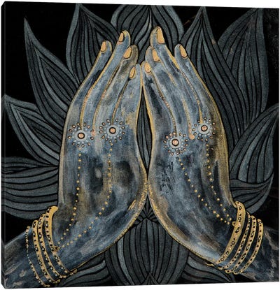 Lotus Prayer Canvas Art Print - Zen Décor