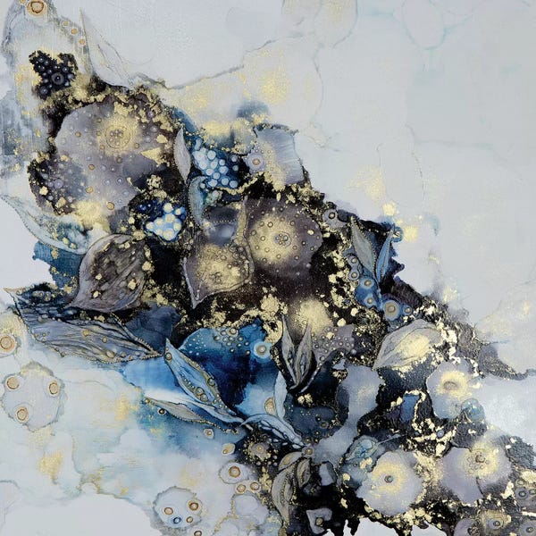 Alcohol Ink: Meandering Into Blue by Mishel Schwartz