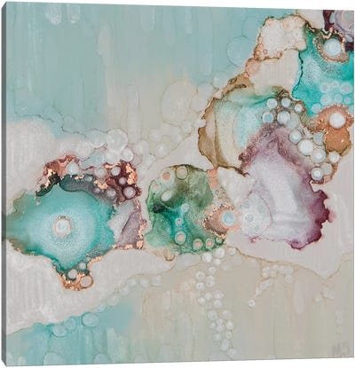 Turquoise Snowfall Canvas Art Print - Dreamy Abstracts