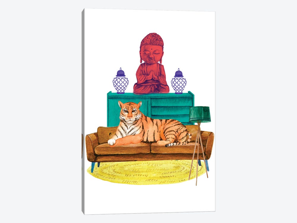 Tiger In Chinoiserie Decor Room by Jania Sharipzhanova 1-piece Art Print