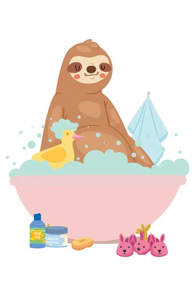 Sloth Taking A Bath by Jania Sharipzhanova canvas print
