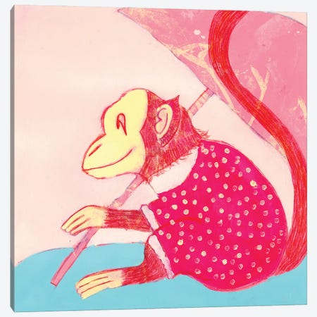 Red Chinoiserie Monkey Canvas Print #SHZ108} by Jania Sharipzhanova Canvas Print
