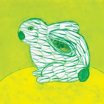 Green Fishnet Bunny Figurine by Jania Sharipzhanova gallery poster