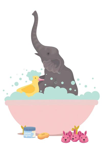 Elephant In Bathtub by Jania Sharipzhanova canvas print