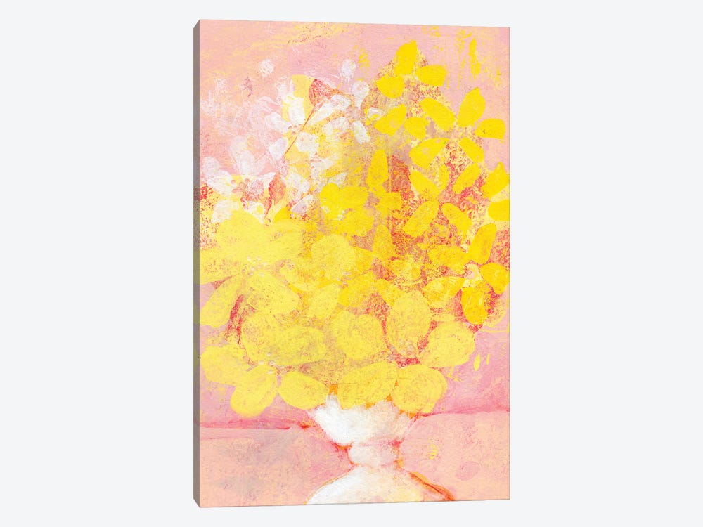 Abstract Yellow Floral by Jania Sharipzhanova 1-piece Canvas Wall Art