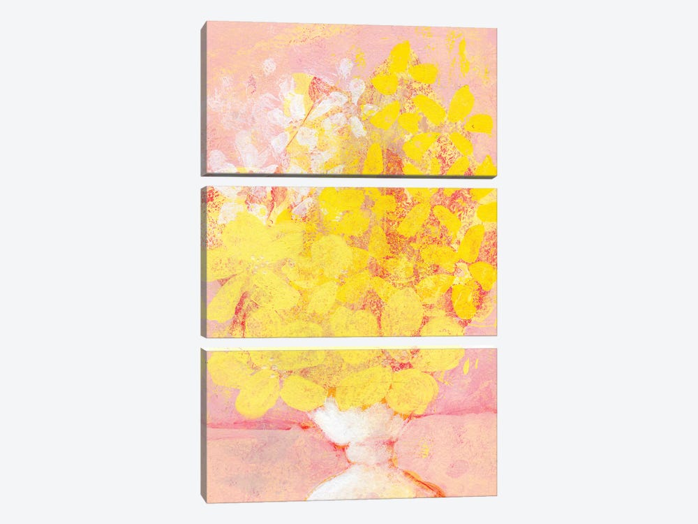 Abstract Yellow Floral by Jania Sharipzhanova 3-piece Canvas Art