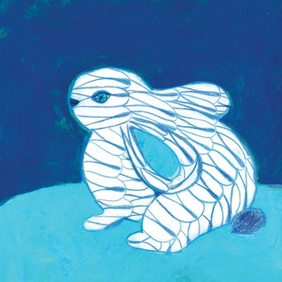 Blue Fishnet Bunny by Jania Sharipzhanova multi panel art