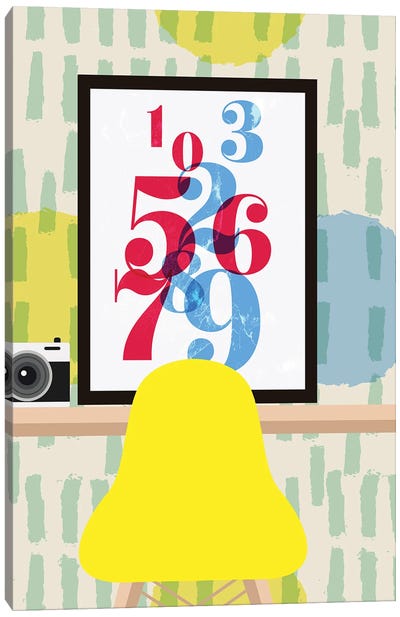 Yellow Eames Chair Canvas Art Print - Number Art