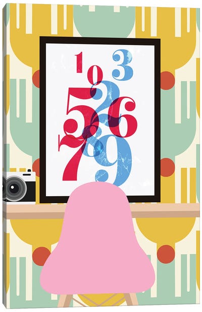 Pink Eames Chair Canvas Art Print - Number Art