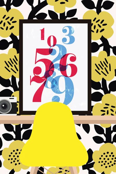 Numbers: Mid Century Yellow Eames Chair by Jania Sharipzhanova