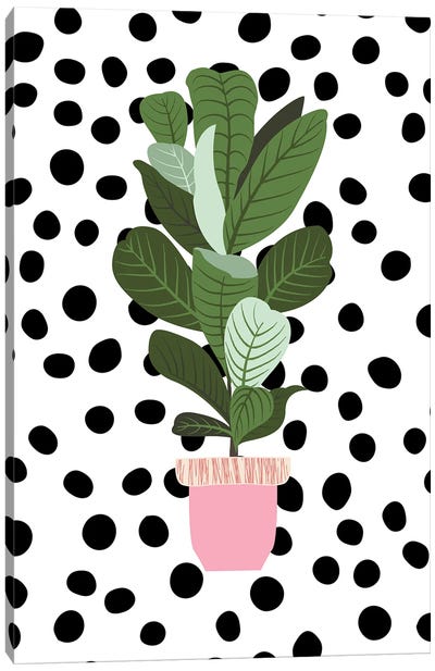 Flower Pot Canvas Art Print - Polka Dot Patterns