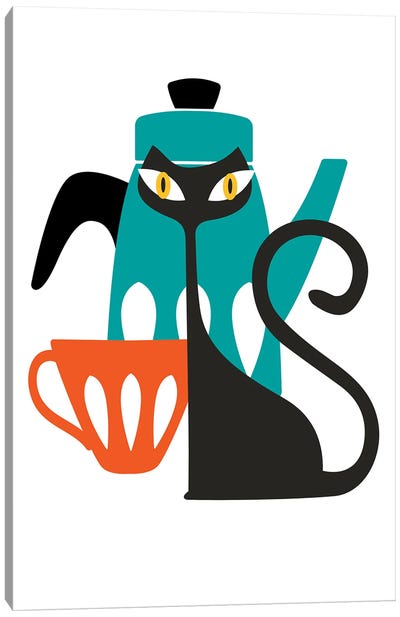 Atomic Cat Canvas Art Print - Tea Art