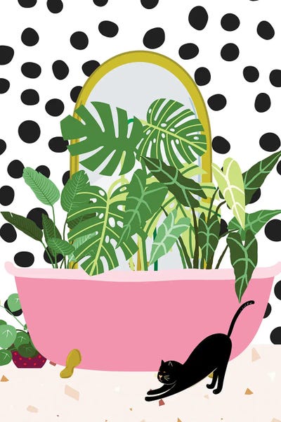 Polka Dot: Pink Botanical Bathtub by Jania Sharipzhanova
