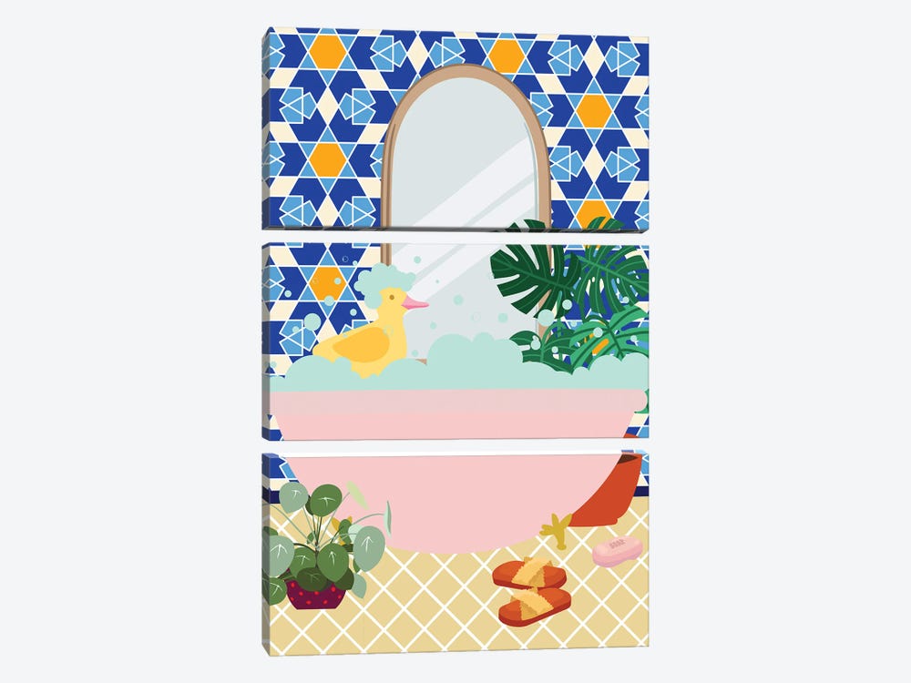Moroccan Bathroom by Jania Sharipzhanova 3-piece Art Print