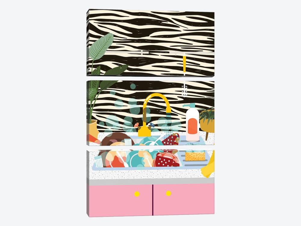 Zebra Kitchen by Jania Sharipzhanova 3-piece Canvas Artwork